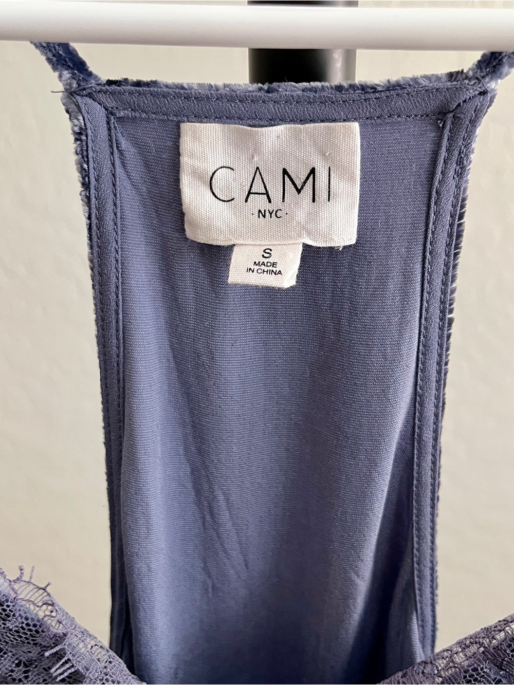 Cami NYC "The Racer" Velvet Camisole Periwinkle Lace-Trim Cami - Picture 3 of 5